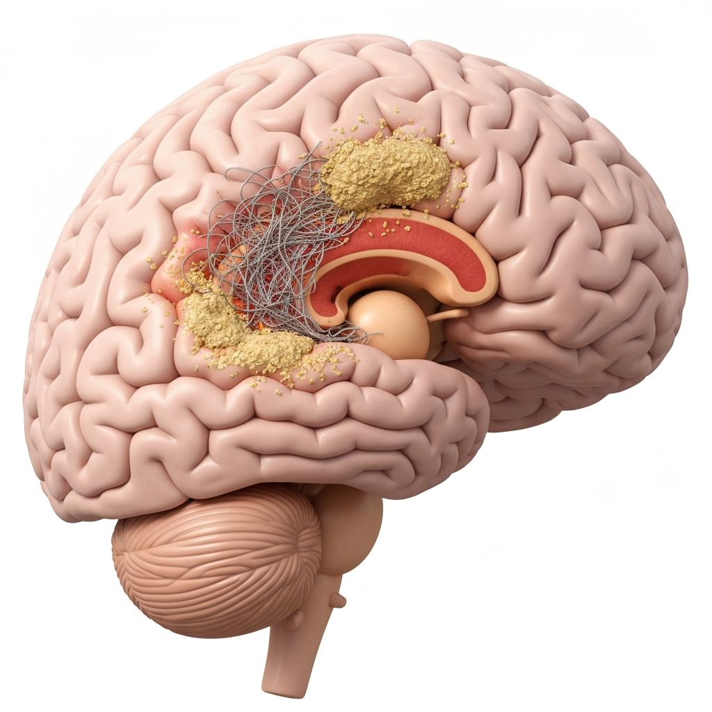 Médico segurando modelo de cérebro e relógio representando o tempo no diagnóstico de Alzheimer